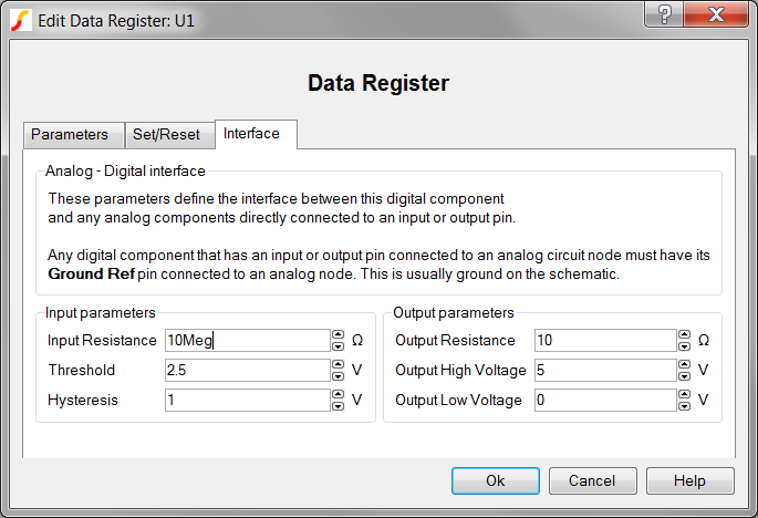 Data Register Interface Parameters