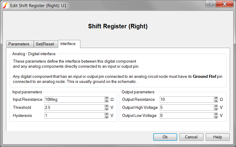 Shift Register (Right) Interface Parameters